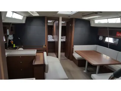 Salon of Nicolaos, a Beneteau Oceanis 51.1 sailboat at Agios Stefanos, Greece