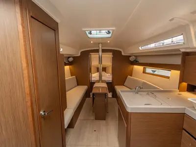 Salon of Pluto, a Beneteau Oceanis 34.1 sailboat at Salerno, Italy
