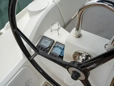 Cockpit of Pluto, a Beneteau Oceanis 34.1 sailboat at Salerno, Italy