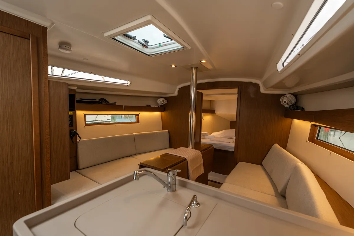 Salon of Pluto, a Beneteau Oceanis 34.1 sailboat at Salerno, Italy