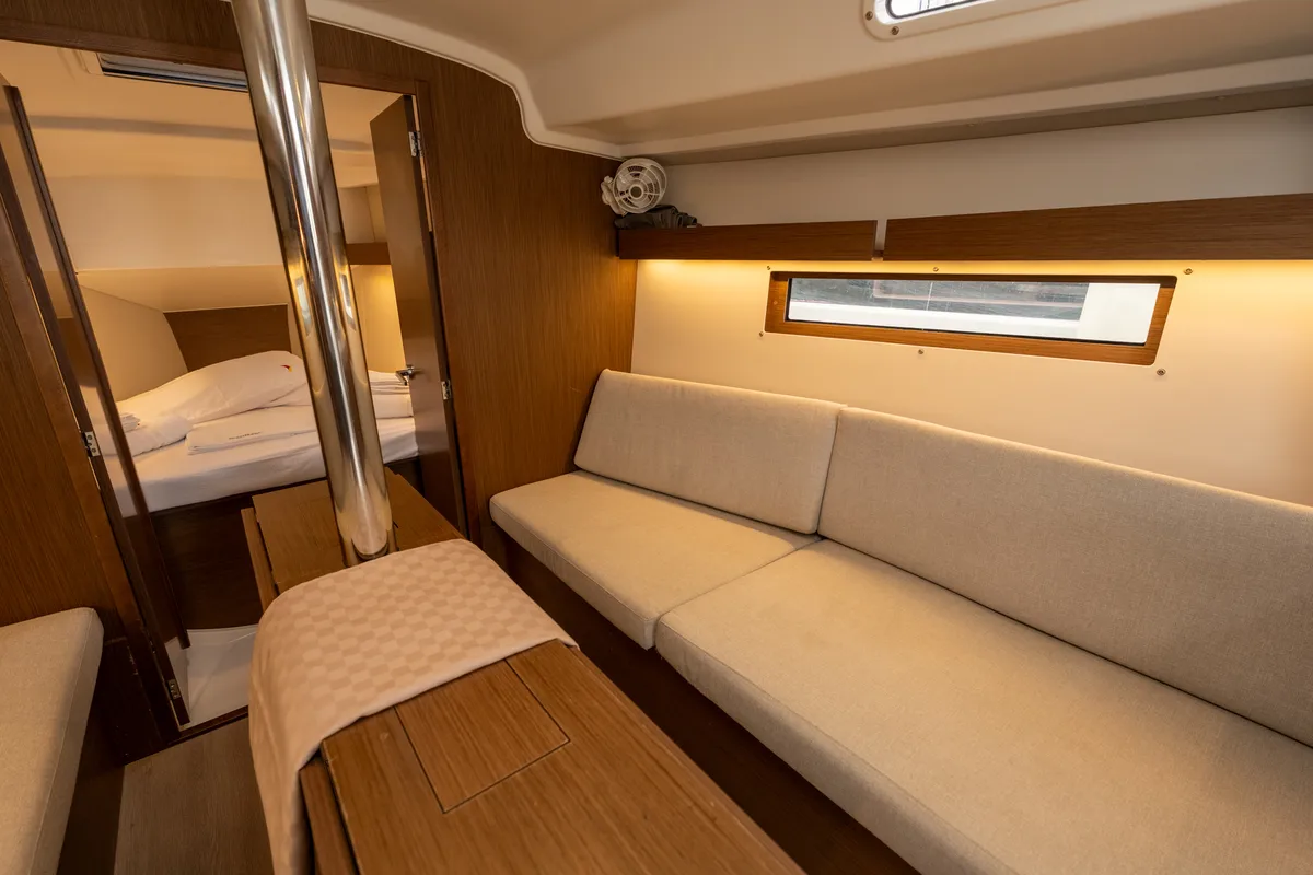 Salon of Pluto, a Beneteau Oceanis 34.1 sailboat at Salerno, Italy