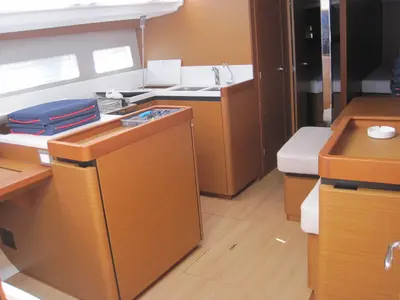 Galley of Erminia, a Jeanneau Sun Odyssey 440 sailboat at Capo d'Orlando, Italy