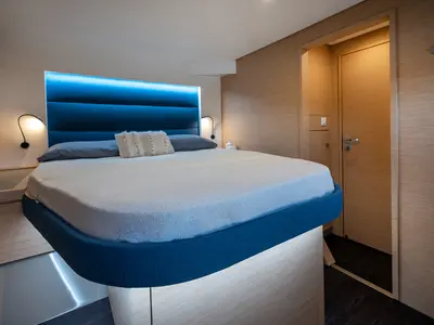Cabin on Elsa, a Fountaine Pajot Tanna 47 catamaran at Piombino, Italy