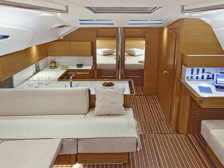 Salon of Marina, a Elan Impression 494 sailboat at San Benedetto del Tronto, Italy