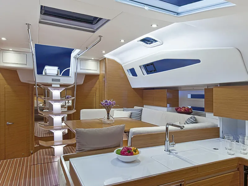 Salon of Marina, a Elan Impression 494 sailboat at San Benedetto del Tronto, Italy