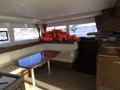 Salon of Oscar V, a Lagoon 450 catamaran at Alameda, United States