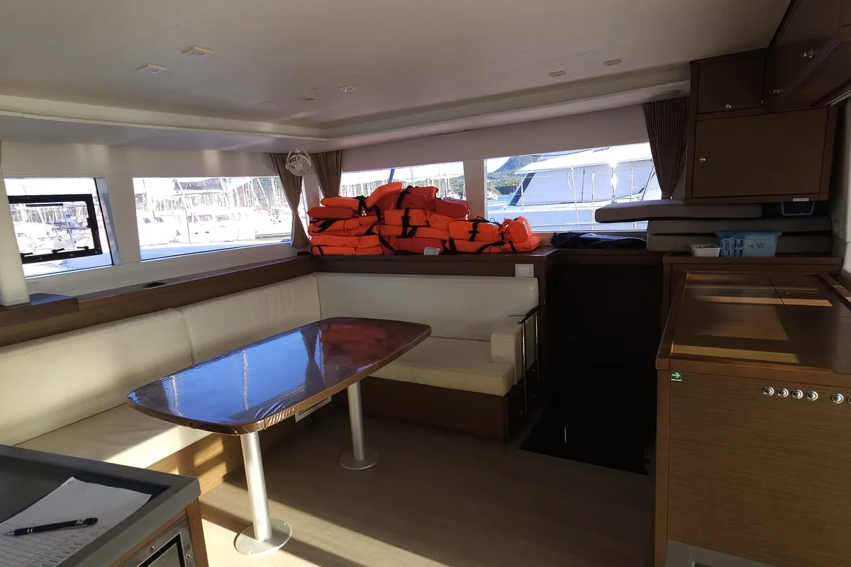 Salon of Oscar V, a Lagoon 450 catamaran at Alameda, United States