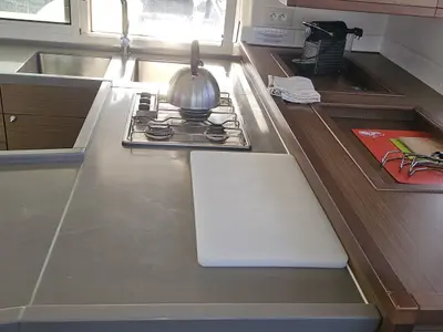 Galley of Oscar V, a Lagoon 450 catamaran at Alameda, United States