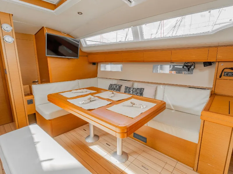 Salon of Maria 2, a Jeanneau 54 sailboat at Athens, Greece