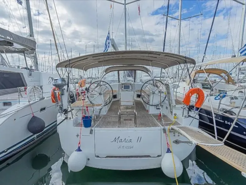Exterior view of Maria 2, a Jeanneau 54 sailboat at Athens, Greece
