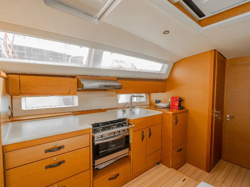 Galley of Maria 2, a Jeanneau 54 sailboat at Athens, Greece