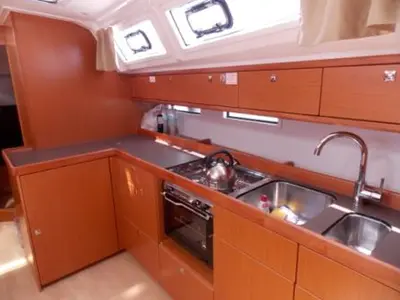 Galley of LINA, a Bavaria Cruiser 46 sailboat at Athens, Greece