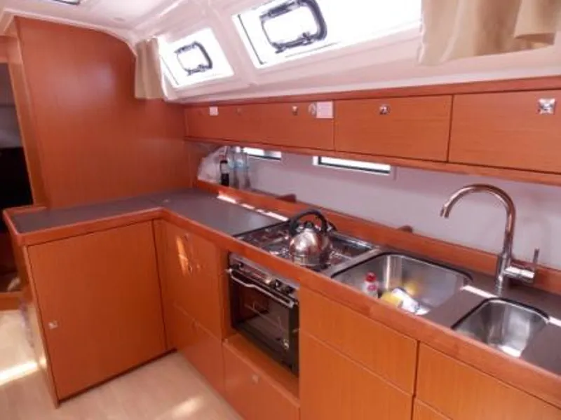 Galley of LINA, a Bavaria Cruiser 46 sailboat at Athens, Greece