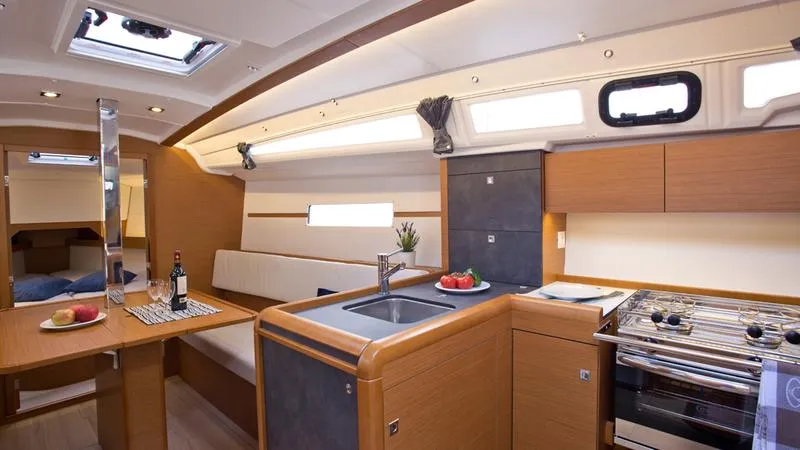 Galley of SheShe, a Jeanneau Sun Odyssey 349 sailboat at Grad Pula, Croatia