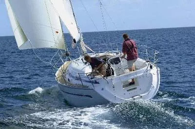 Exterior view of Avanti due, a Bavaria 32 sailboat at Gåshaga, Sweden