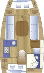 Floor plan of Avanti due, a Bavaria 32 sailboat at Gåshaga, Sweden
