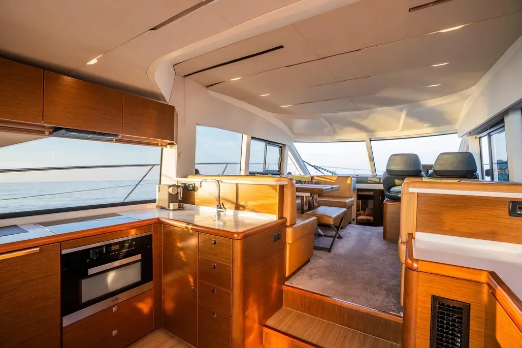 Galley of Ela, a Bavaria R55 Fly motor yacht at Seget Donji, Croatia