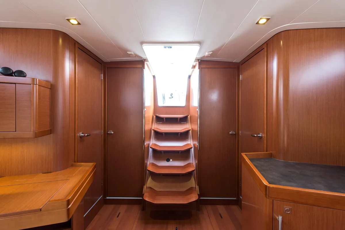 Salon of Rafaella, a Beneteau Oceanis 45 sailboat at Volos, Greece