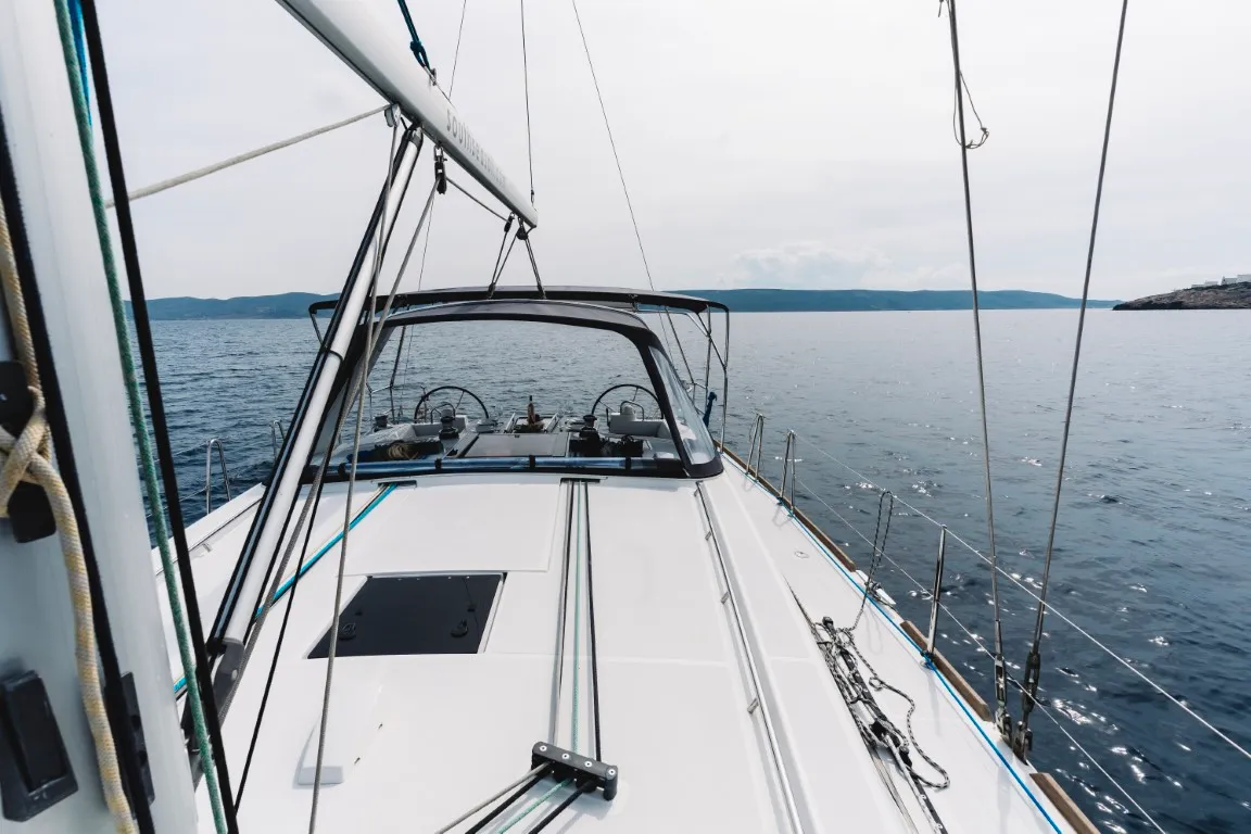 Deck of Rafaella, a Beneteau Oceanis 45 sailboat at Volos, Greece