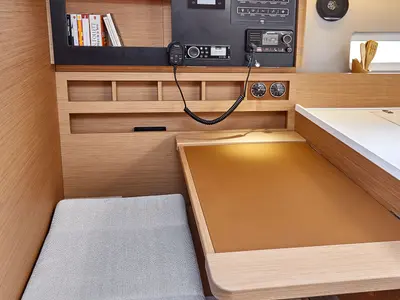 Cockpit of Titzi, a Jeanneau Sun Odyssey 410 sailboat at Palma de Mallorca, Spain