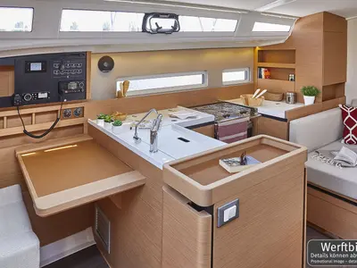 Galley of Titzi, a Jeanneau Sun Odyssey 410 sailboat at Palma de Mallorca, Spain