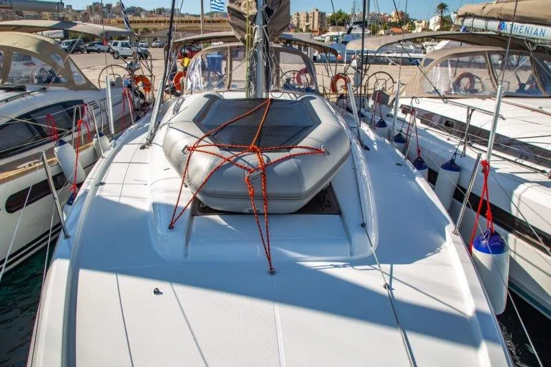 Exterior view of Apostolis, a Jeanneau Sun Odyssey 440 sailboat at Zakynthos Municipal Unit, Greece