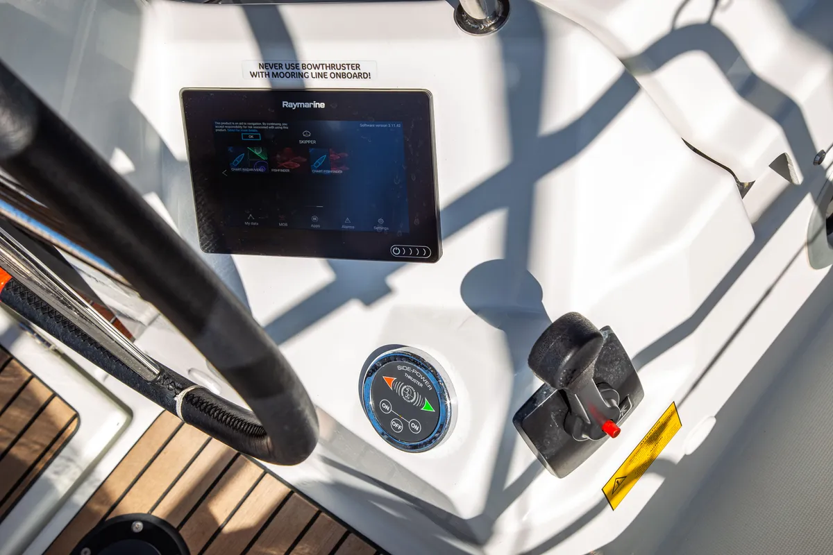 Cockpit of Apostolis, a Jeanneau Sun Odyssey 440 sailboat at Zakynthos Municipal Unit, Greece