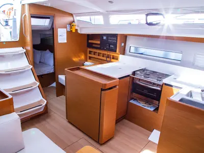 Galley of Apostolis, a Jeanneau Sun Odyssey 440 sailboat at Zakynthos Municipal Unit, Greece