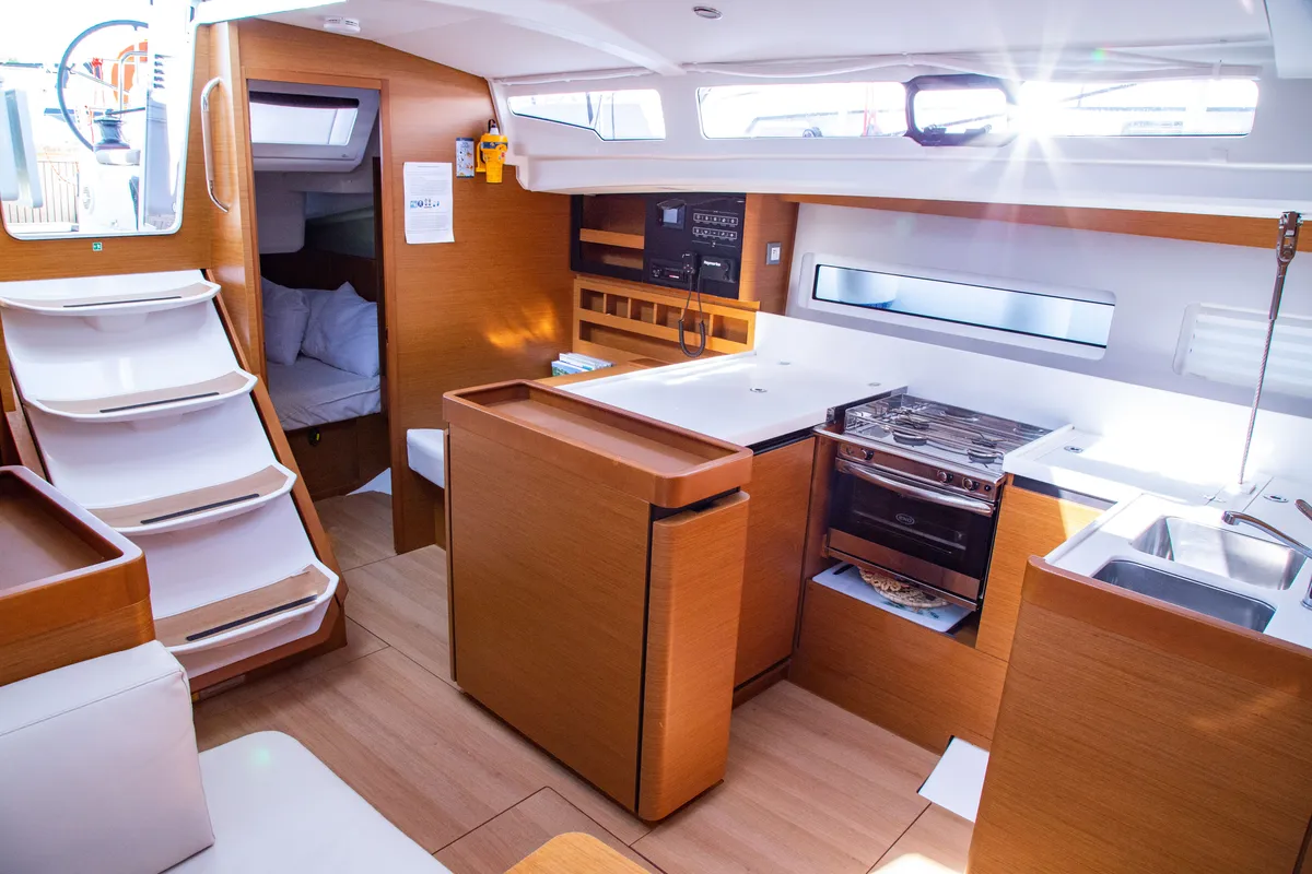 Galley of Apostolis, a Jeanneau Sun Odyssey 440 sailboat at Zakynthos Municipal Unit, Greece