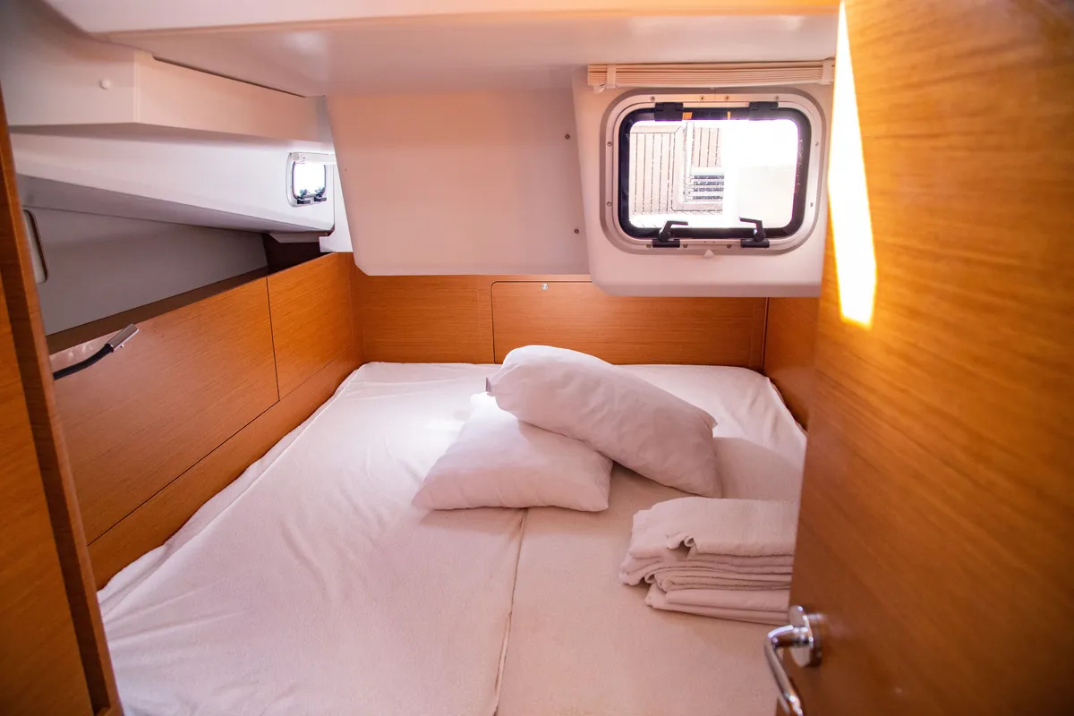 Cabin on Apostolis, a Jeanneau Sun Odyssey 440 sailboat at Zakynthos Municipal Unit, Greece