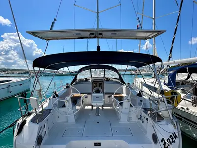 Cockpit of Zazu, a Bavaria Cruiser 46 sailboat at Sukošan, Croatia