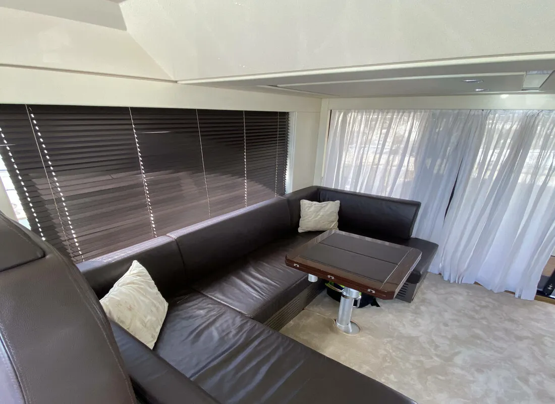 Salon of Sid One, a Sessa Fly 47 motor yacht at Grad Šibenik, Croatia