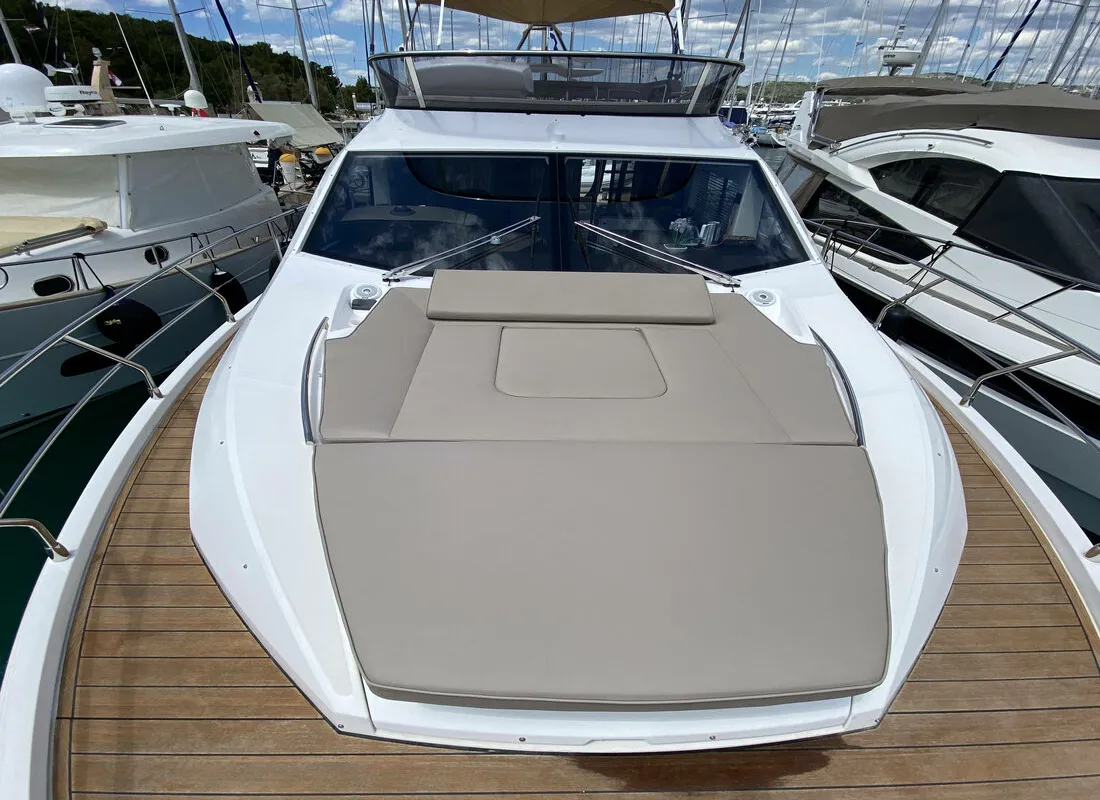Salon of Sid One, a Sessa Fly 47 motor yacht at Grad Šibenik, Croatia