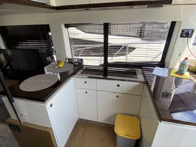 Galley of Sid One, a Sessa Fly 47 motor yacht at Grad Šibenik, Croatia