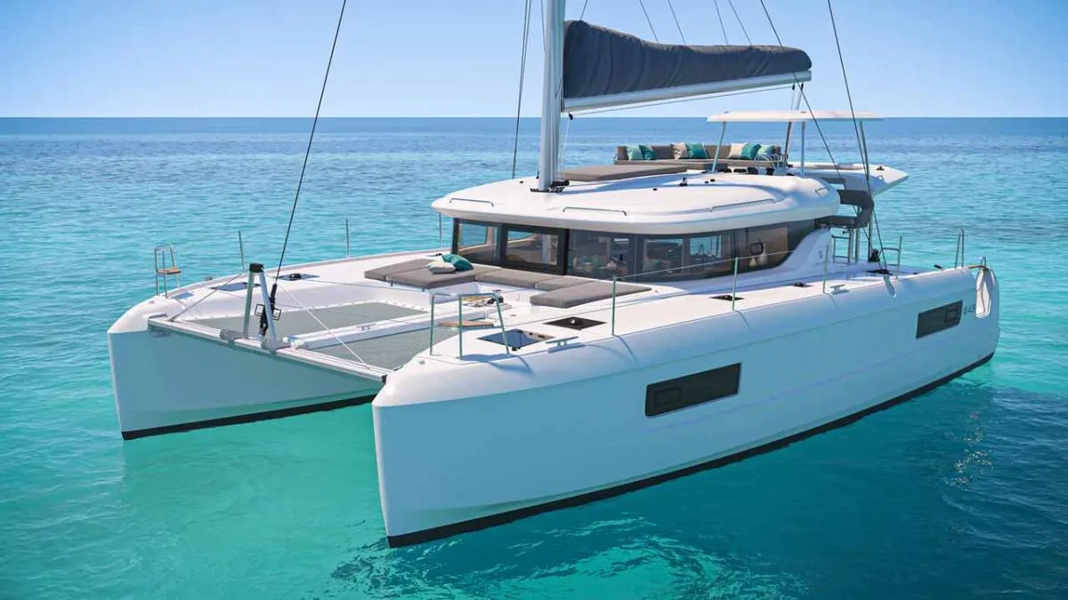 Exterior view of Lagoon 43, a catamaran at Rogoznica, Croatia