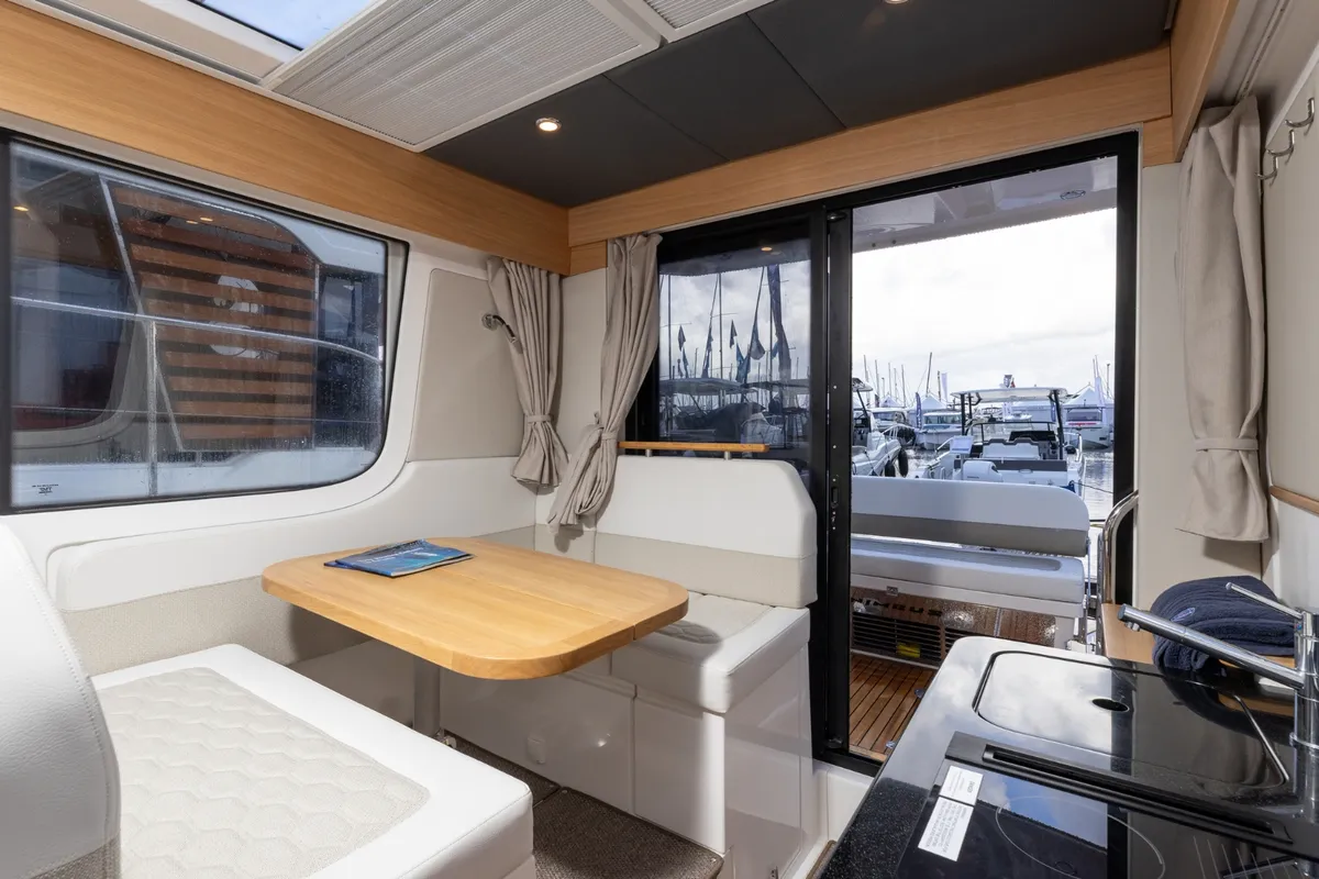 Salon of POSEIDON, a Nimbus Commuter C11 motorboat at Split, Croatia