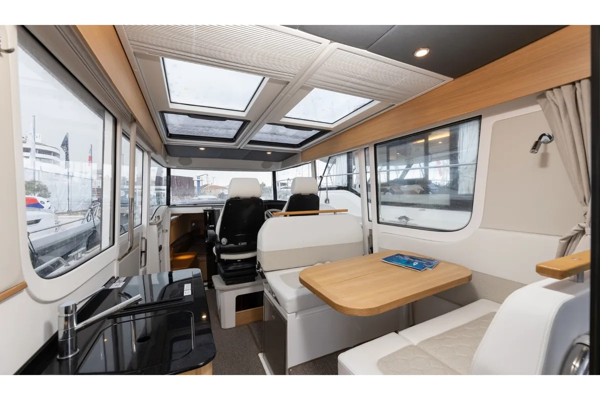 Salon of POSEIDON, a Nimbus Commuter C11 motorboat at Split, Croatia