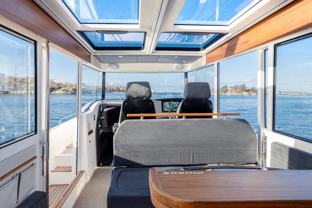 Salon of POSEIDON, a Nimbus Commuter C11 motorboat at Split, Croatia