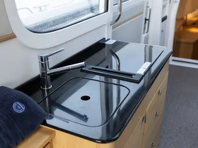 Galley of POSEIDON, a Nimbus Commuter C11 motorboat at Split, Croatia