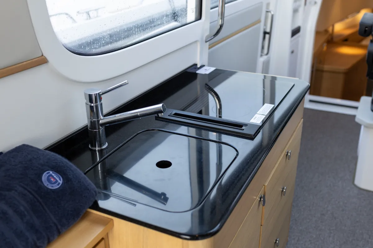 Galley of POSEIDON, a Nimbus Commuter C11 motorboat at Split, Croatia
