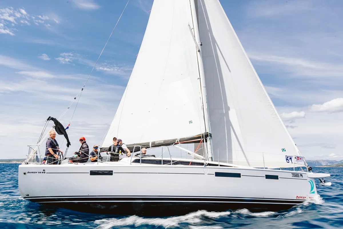 Exterior view of Jenny, a Dehler 38 SQ sailboat at Punat, Croatia
