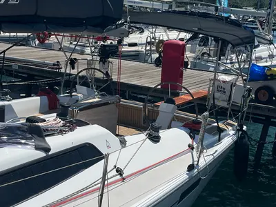 Deck of Jenny, a Dehler 38 SQ sailboat at Punat, Croatia