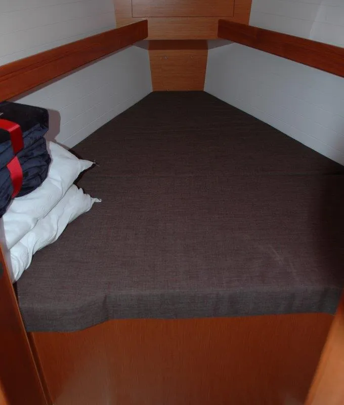 Cabin on Merak, a Bavaria Cruiser 34 sailboat at Olbia, Italy
