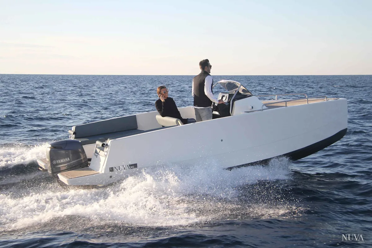 Exterior view of Sumba, a Gulet Nuva M6 Open motorboat at Vigo, Spain