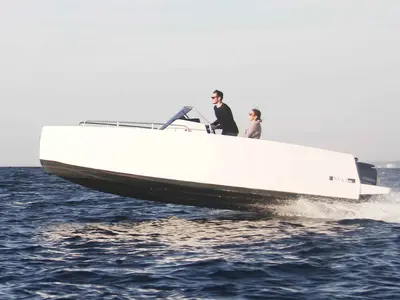 Exterior view of Sumba, a Gulet Nuva M6 Open motorboat at Vigo, Spain