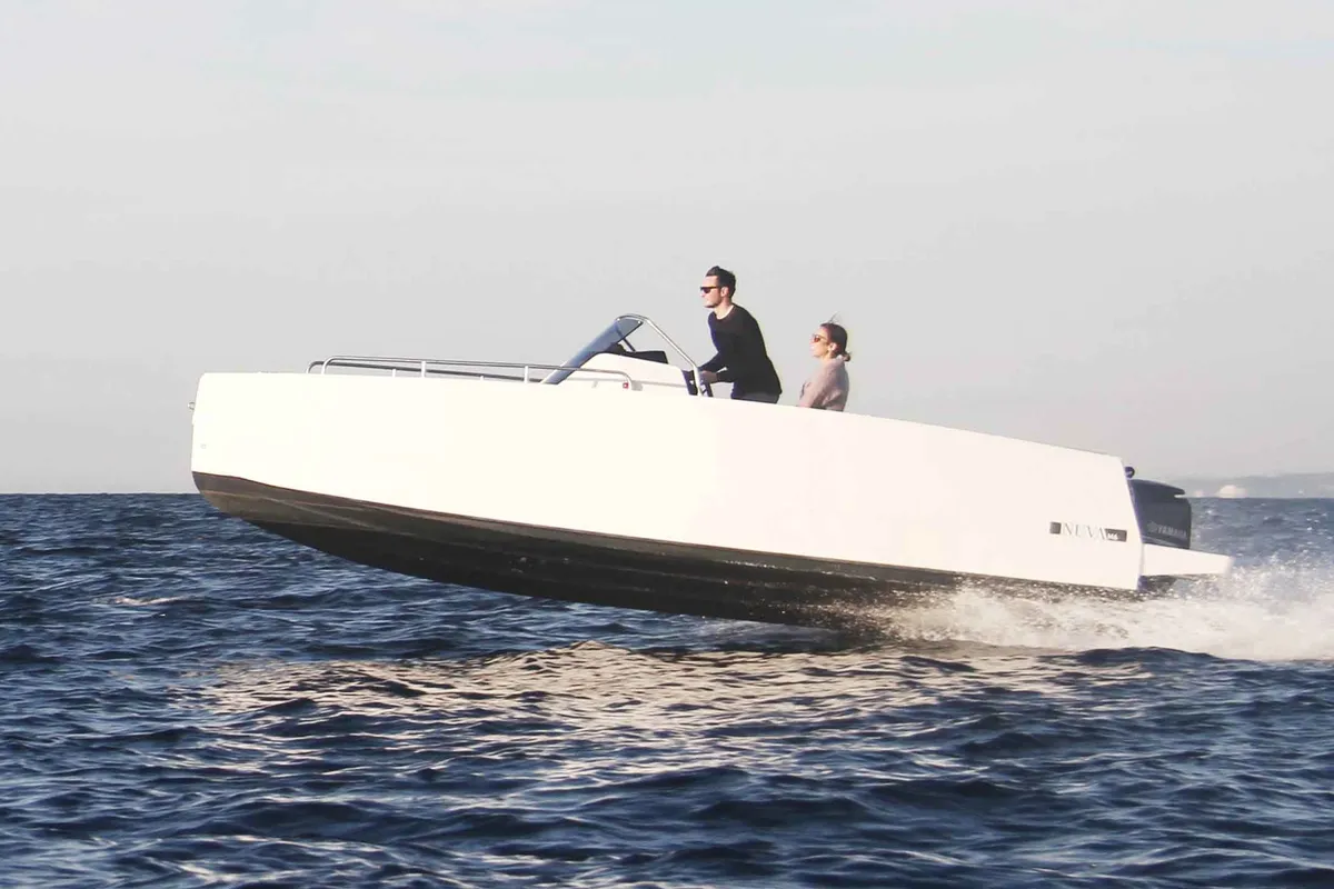 Exterior view of Sumba, a Gulet Nuva M6 Open motorboat at Vigo, Spain