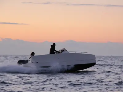 Exterior view of Sumba, a Gulet Nuva M6 Open motorboat at Vigo, Spain