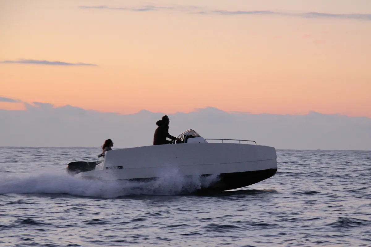 Exterior view of Sumba, a Gulet Nuva M6 Open motorboat at Vigo, Spain