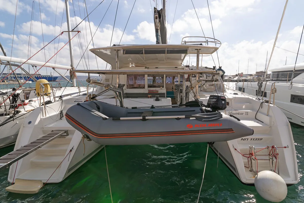 Exterior view of Silverstar II, a Lagoon 421 catamaran at Municipal Unit of Lefkada, Greece