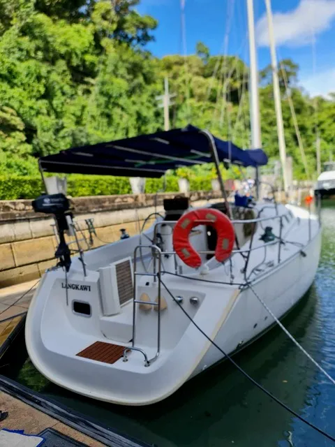 Exterior view of No regrets, a Beneteau Oceanis Clipper 323 sailboat at Mai Khao, Thailand